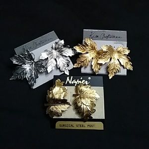 2 pair of gold &1 pair of sliver earrings